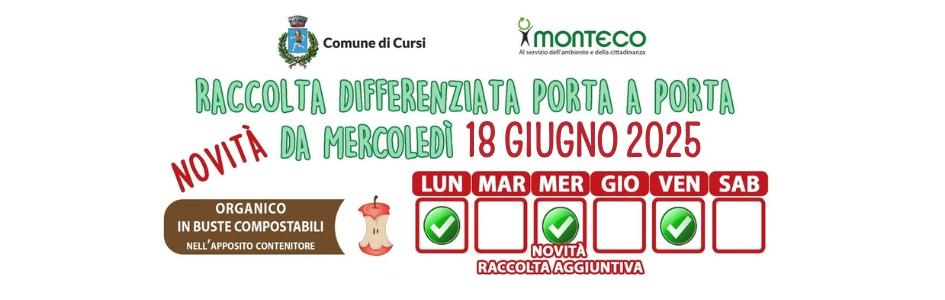 Calendario di Raccolta Differenziata: presa aggiuntiva organico dal 18 giugno 2025