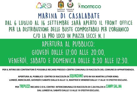 DAL 6 LUGLIO 2023 APRE IL FRONT OFFICE PER LA DISTRIBUZIONE DELLE BUSTE COMPOSTABILI 